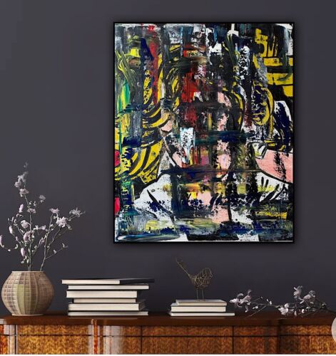 Richter Style Original Abstract Oil Painting On Canvas 50x60cm Graffiti Art