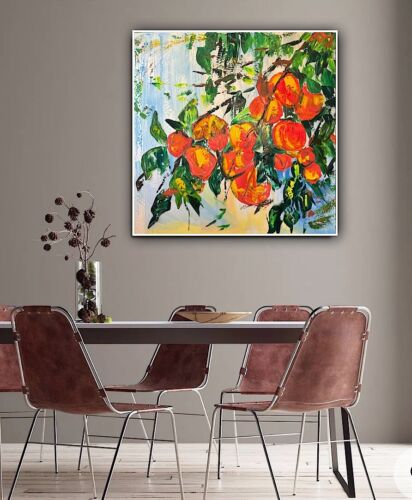 Renour Abstract Original Oil Painting On 77x77cm canvas Textured Orange Tree
