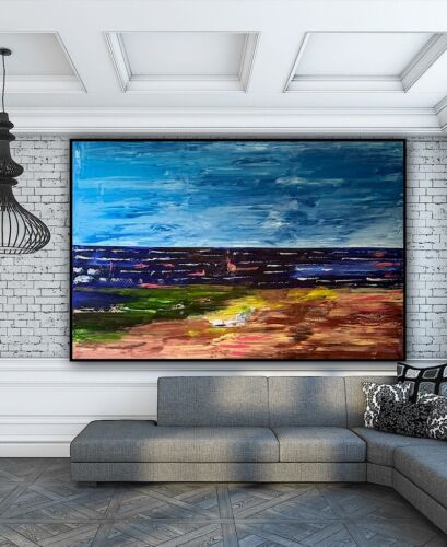 Richter Style Original Abstract Oil Painting On Canvas 150x100cm Seascape Ocean