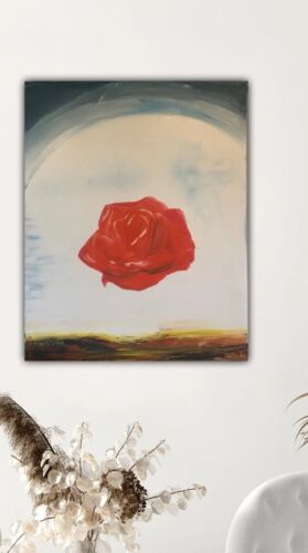 Salvador Dali Surrealist Large Oil Painting On Canvas 50X40cm Meditative Rose study