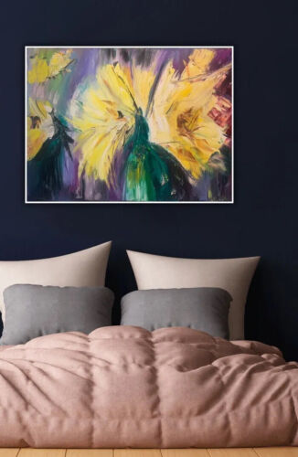 Renoir Style Abstract Original Oil Painting On Canvas 84x60cm Tate Roses Lumen