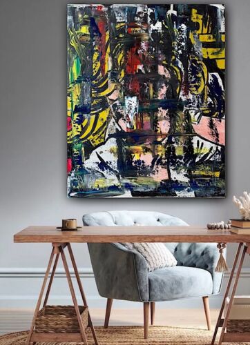 Richter Style Original Abstract Oil Painting On Canvas 50x60cm Graffiti Art