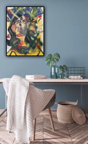 Richter Original Abstract Oil Painting On 4cm Canvas 47x60cm Graffiti Street Art