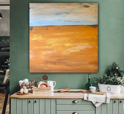 Richter StyLe Abstract Original Oil Painting On Canvas 90x90cm Gold Sands Sea
