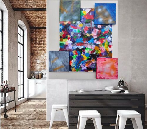 Mark Rothko Style Abstract Oil Painting On Canvas 50x60cm Yellow, Orange, Blue