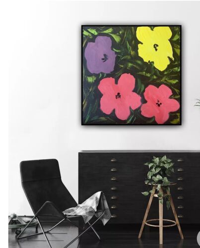 Andy Warhol Style Abstract Oil Painting On Canvas 40cm X 40cm Large Pop Art study