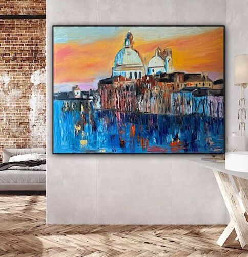 Kandinsky Original Abstract Oil Painting On Canvas 100 X 80cm Venice Landscape