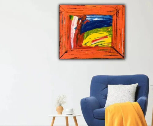 Howard Hodgkin Style Abstract Oil Painting 50X60cm On Canvas Going For A Walk
