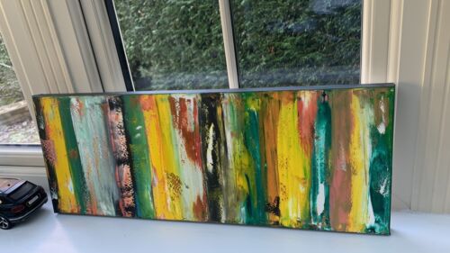 Richter Style Original Abstract Oil Painting On 80x30cm Canvas Happy Shades Oka