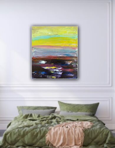 Richter Abstract original oil Painting on Canvas 60X 50cm Sunset seaside escape