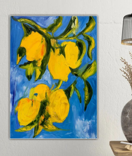 impressionist Abstract Original Oil Painting Canvas 84 X 60cm Lemon Tree In Oka
