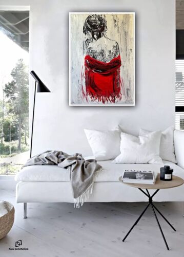 Richter StyLe Abstract Original Oil Painting On Canvas 70x50cm Morning Nude Red