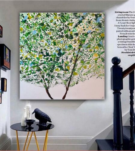 Framed Monet Style Original Abstract Oil Painting On Canvas 100x100cm Emerald Bloom Oka floral
