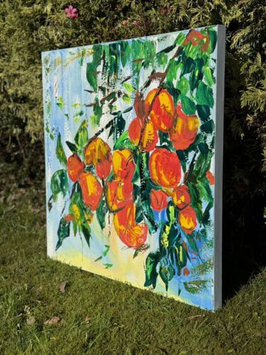 Renour Abstract Original Oil Painting On 77x77cm canvas Textured Orange Tree