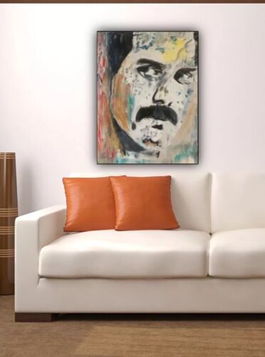 Freddie Mercury Original Abstract Oil Painting On Canvas 30x25cm Queen Portrait