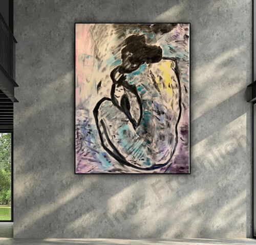 Large Abstract Style Original Oil Painting 100X76cm Blue Nude available now study