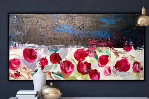 Richter StyLe original Abstract Oil Painting On Canvas 60X30cm Cherries oka