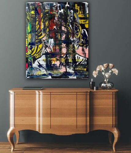 Richter Style Original Abstract Oil Painting On Canvas 50x60cm Graffiti Art