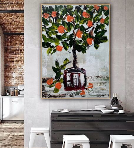 Renour Abstract Original Oil Painting On 80x60cm canvas Textured Orange Tree
