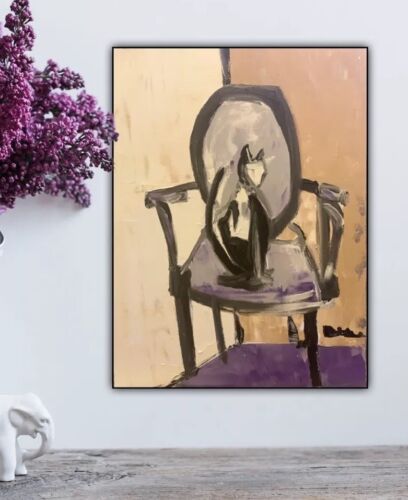 Abstract Style Cat On A Chair Oil Painting On Canvas 30X40cm Vogue