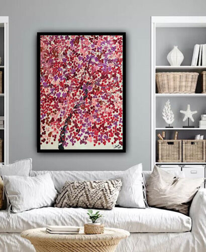 Framed Richter Style Oil Painting On deep Canvas size 56x43cm Cherry Blossom