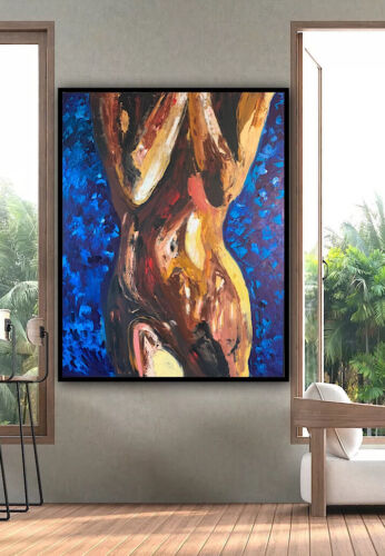 Large Abstract Original Oil Painting On 100x77cm canvas Sculpture Nude Unframed