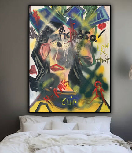 Richter Original Abstract Oil Painting On 4cm Canvas 47x60cm Graffiti Street Art