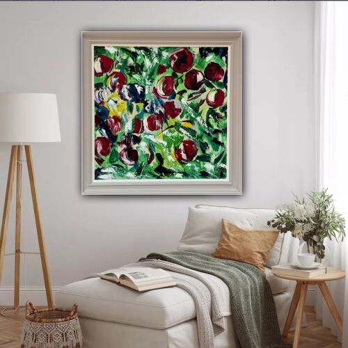 Framed Original Anstract Oil Painting On Canvas 71x71cm Apple Tree 2 Texture Oka