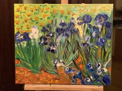 Van Gogh Impressionist Oil Painting On Linen Canvas 60x50cm ‘Field With Irises’ study