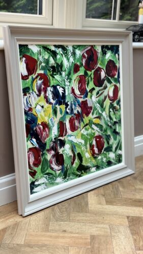 Framed Original Anstract Oil Painting On Canvas 71x71cm Apple Tree 2 Texture Oka