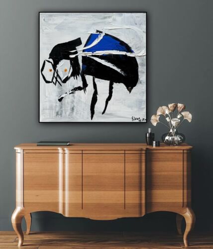 Contemporary Abstract Original Oil Painting On Canvas 40 X40cm La Mosca’ The Fly animal