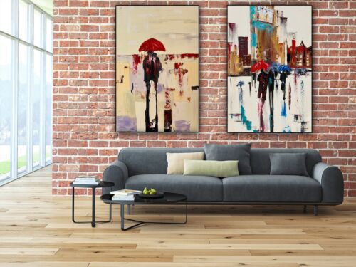 Richter Original Abstract Oil Painting 76x52x4cm Canvas Paris Rain Love