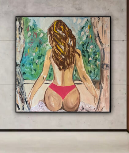 Richter Style Original Abstract Oil Painting On Canvas 80x80cm Morning Nude