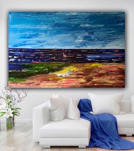 Richter Style Original Abstract Oil Painting On Canvas 150x100cm Seascape Ocean