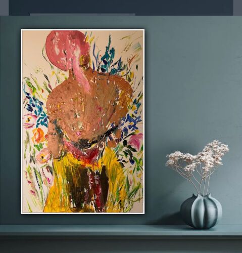 Renoir Style Original Abstract Oil Painting on canvas 90X60cm Woman in a meadow