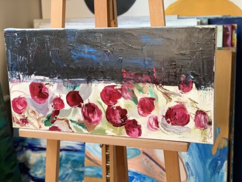 Richter StyLe original Abstract Oil Painting On Canvas 60X30cm Cherries oka