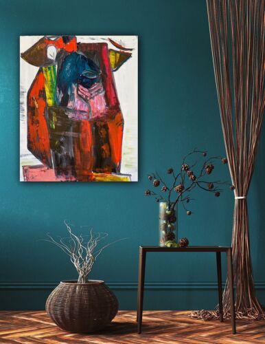 Original abstract Cubism style Oil Painting On Deep 2cm Canvas 50x60cm Owl Tate