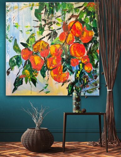 Renour Abstract Original Oil Painting On 77x77cm canvas Textured Orange Tree