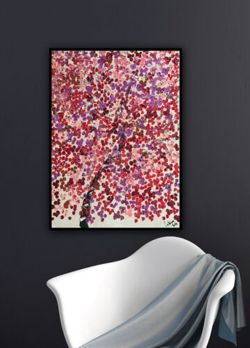 Framed Richter Style Oil Painting On deep Canvas size 56x43cm Cherry Blossom