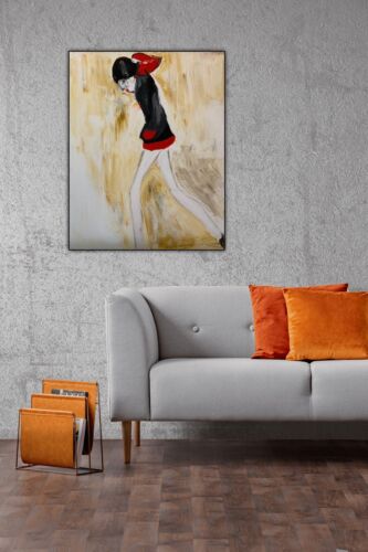 L S Lowry StyLe Abstract Oil Painting On Canvas 50 X 40cm Figurative Mini Skirt