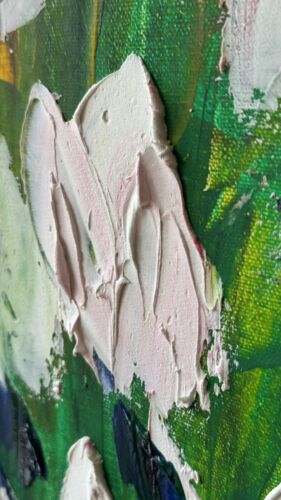 Large Abstract Original Oil Painting On 100x80cm canvas Flowers White Tulips III