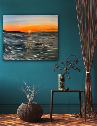 Monet Style Impressionist Abstract original Oil Painting Canvas 50x60cm Ocean 2