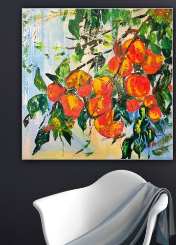 Renour Abstract Original Oil Painting On 77x77cm canvas Textured Orange Tree