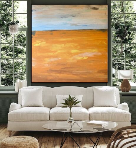 Richter StyLe Abstract Original Oil Painting On Canvas 90x90cm Gold Sands Sea