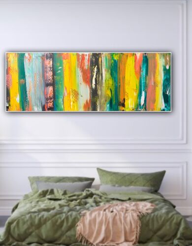Richter Style Original Abstract Oil Painting On 80x30cm Canvas Happy Shades Oka