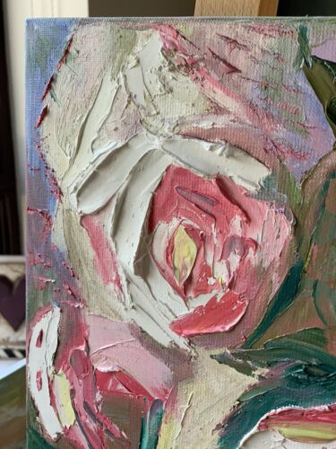 Igor Saharov lesson in Abstract Oil Painting On 61x45cm Canvas White Roses oka