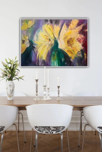 Renoir Style Abstract Original Oil Painting On Canvas 84x60cm Tate Roses Lumen