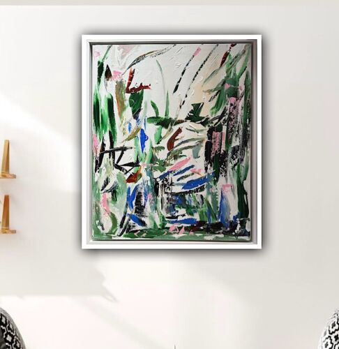Framed Oka Contemporary Abstract Original Oil Painting Whispers Of The Wind II floral