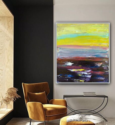 Richter Abstract original oil Painting on Canvas 60X 50cm Sunset seaside escape