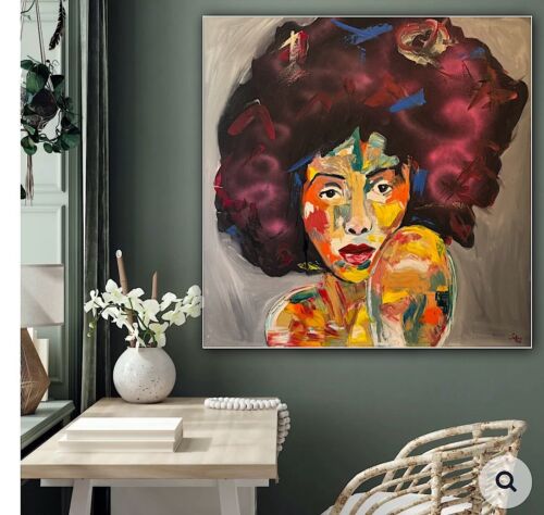 Oka Contemporary Abstract Original Oil Painting 80x80cm Canvas Woman Portrait